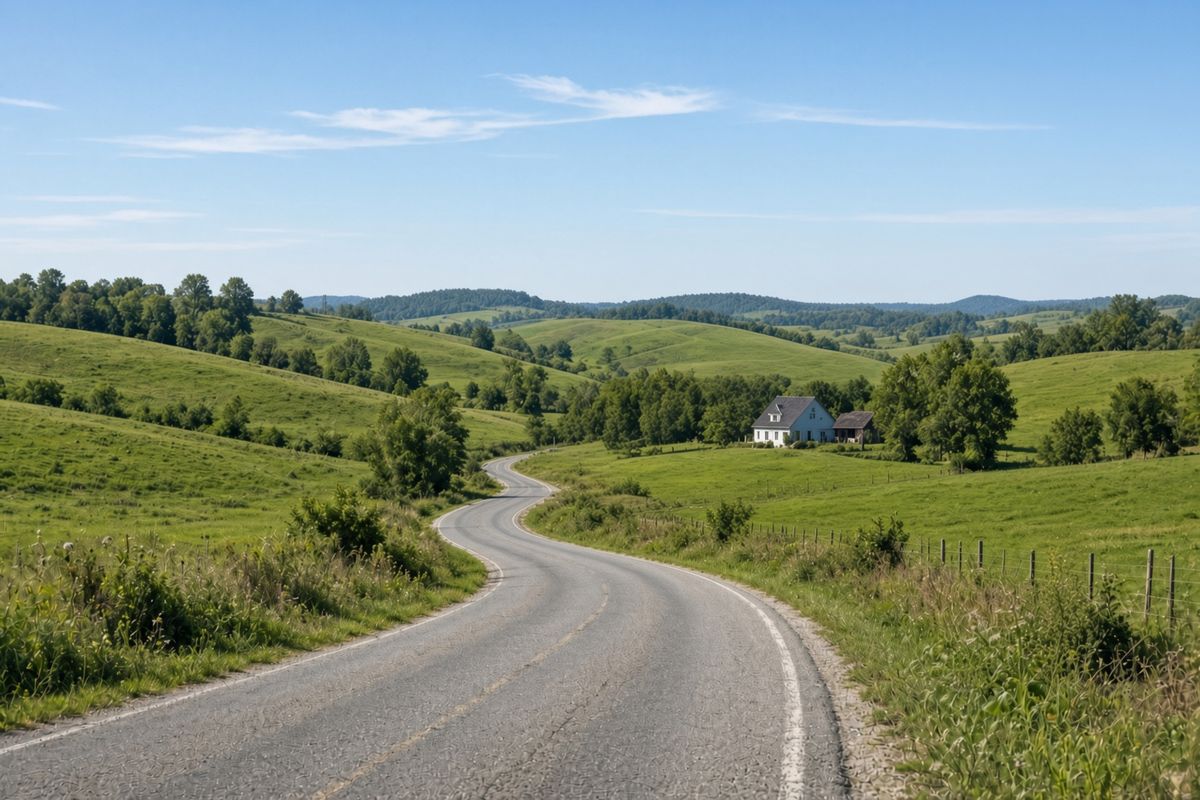 Country road image after power lines are removed with Grok Image 2.0