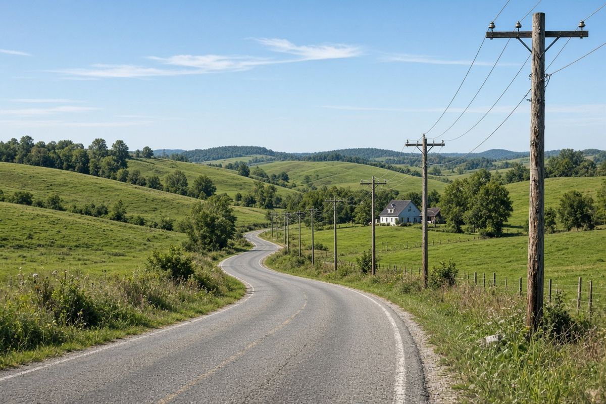 Country road image before power line removal